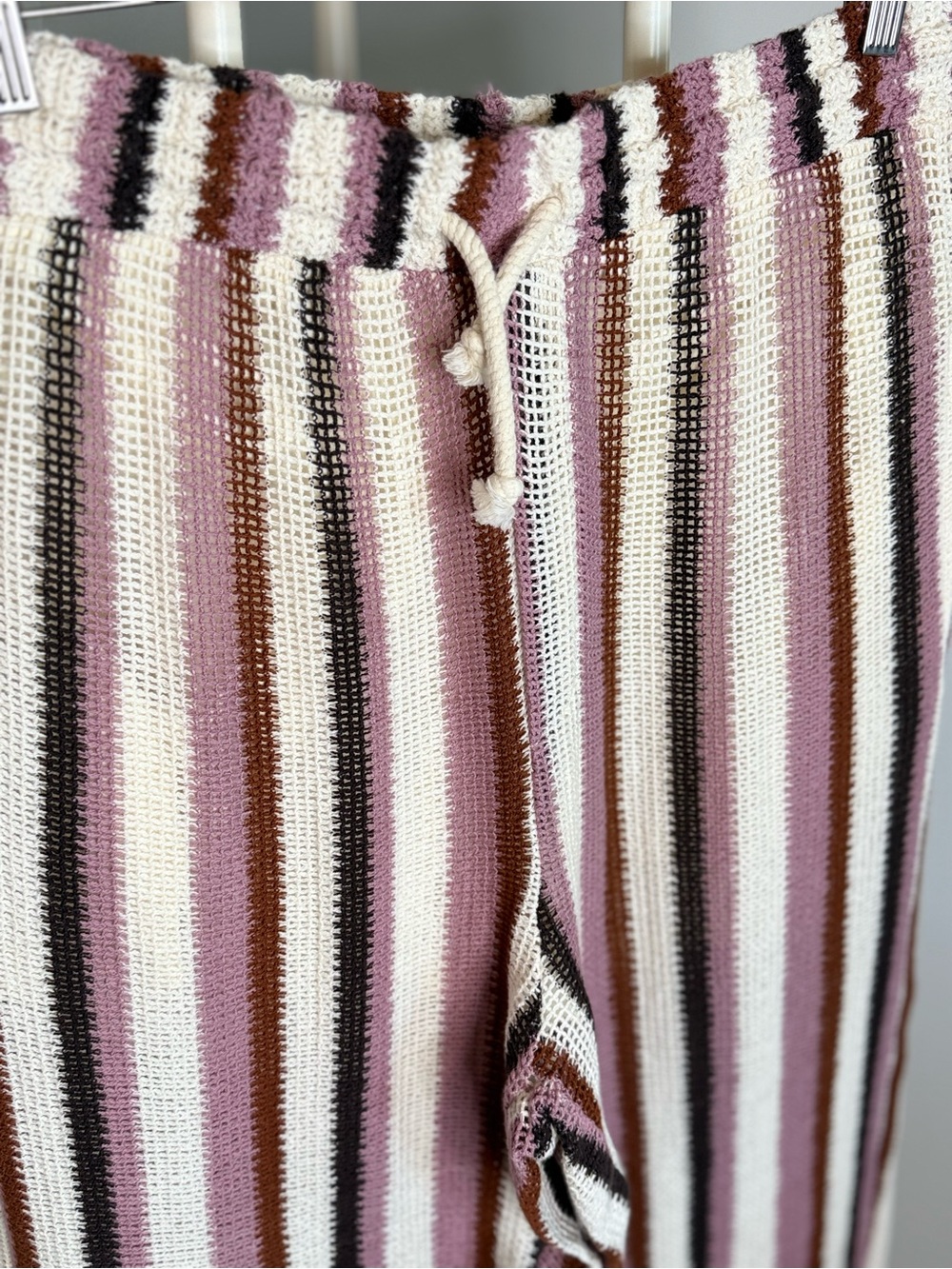 Zara Striped Button-Front Knit shirt and pants set - Cream, Pink & Brown - Picture 3 of 11